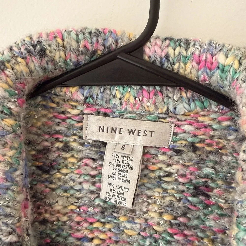 Nine West Womens Y2K Rainbow Speckled Knit Cardigan Sweater Size S Soft Grunge - Picture 4 of 8